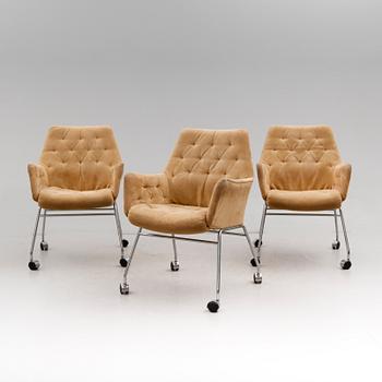 FÅTÖLJER, 3 st, DUX, " Mirja", Bruno Mathsson, 1900-talets andra hälft.