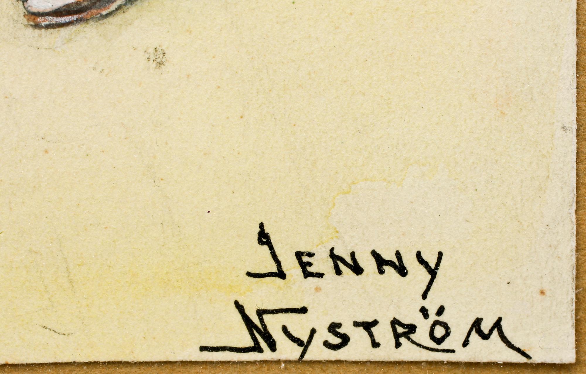 JENNY NYSTRÖM, akvarell med täckvitt, sign.