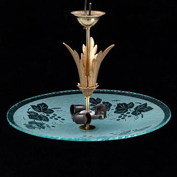 A mid 20th Century glass ceiling light.