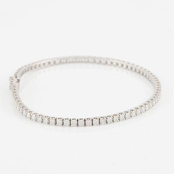 Tennis bracelet, 18K white gold with brilliant-cut diamonds.