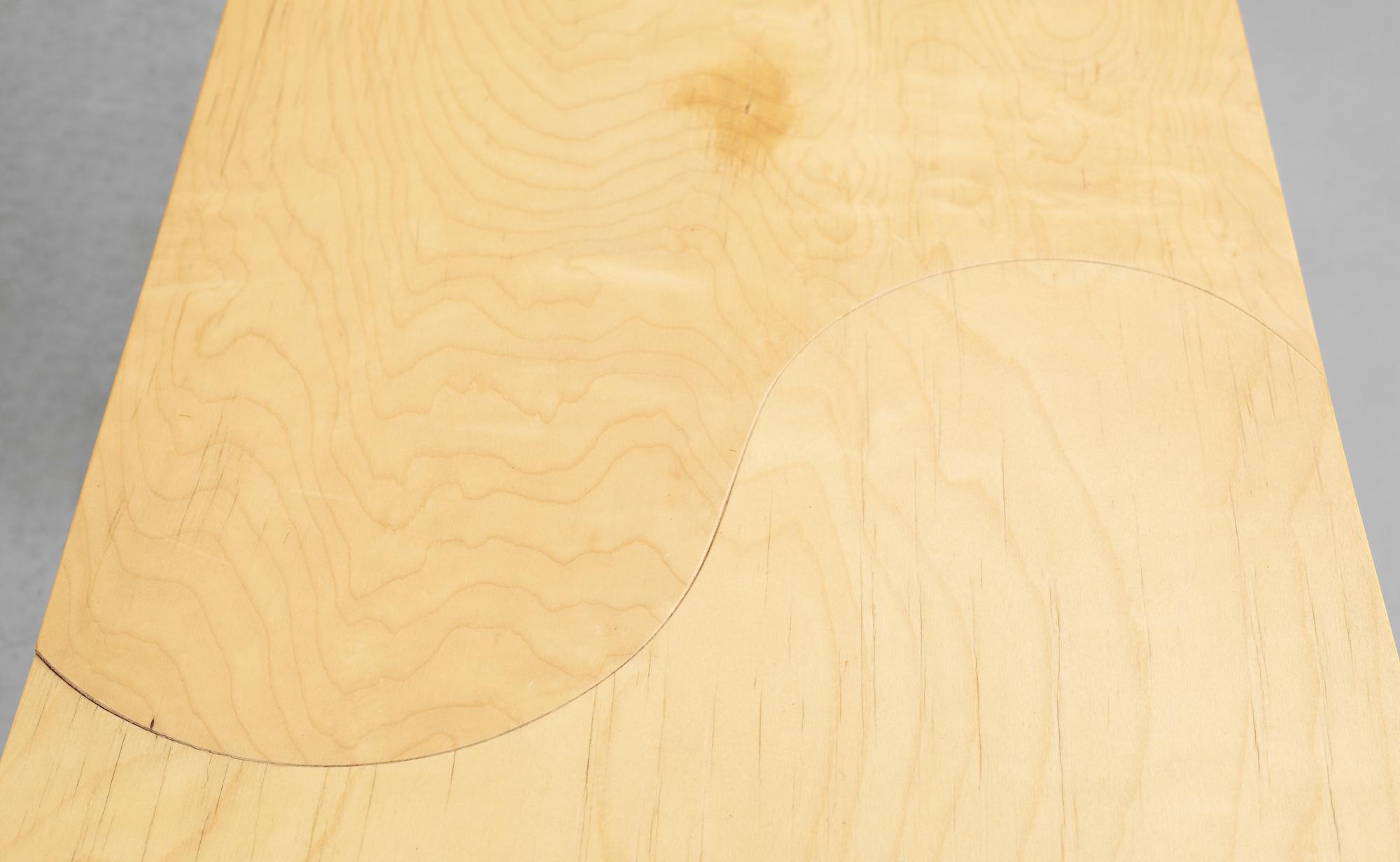 A Caroline Schlyter birch plywood table/bench.