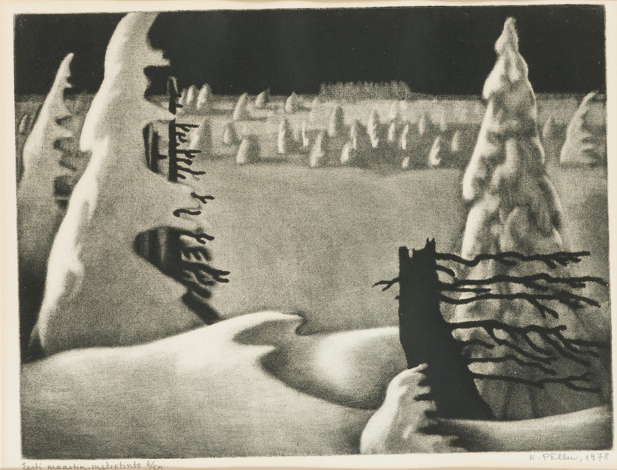 Kaljo Põllu, mezzotint, signed and dated 1978, numbered 6/50.