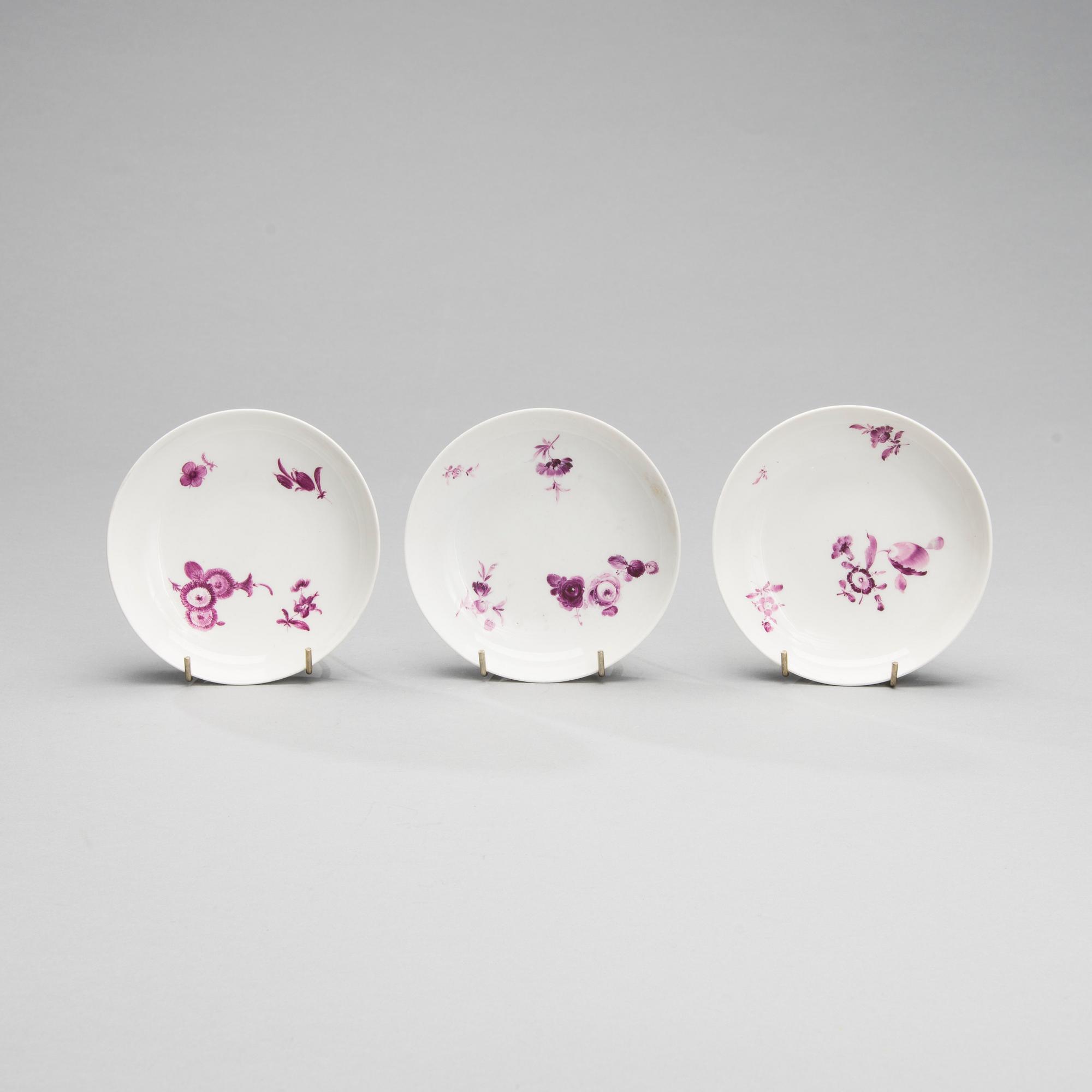KAFFEKOPPAR, 3 ST, porslin, Meissen 1763-1774.