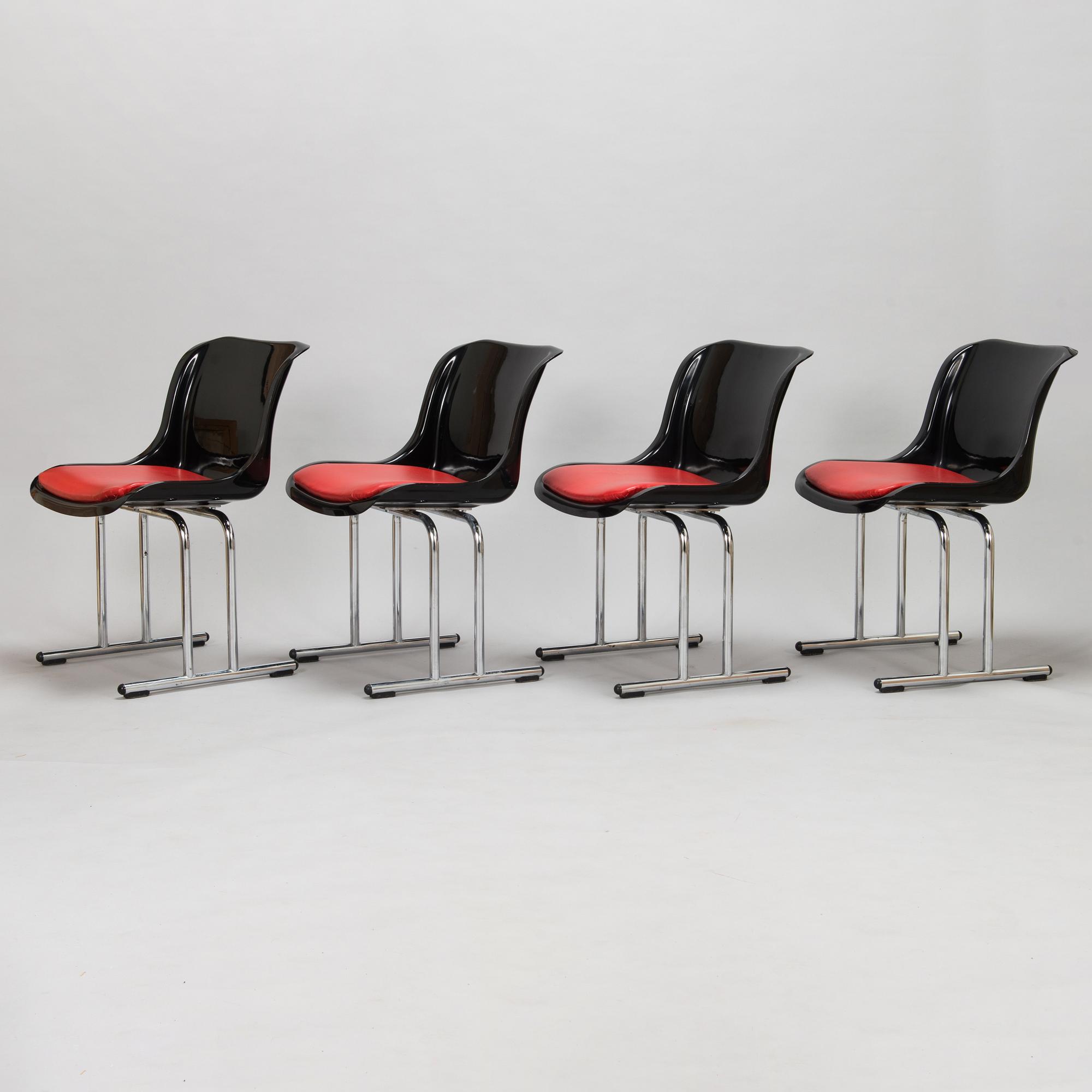 Yrjö Kukkapuro, tuoleja, 4 kpl, malli 3415, valmistaja Haimi, 1970-luku.