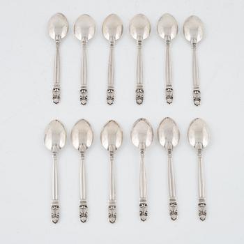 Georg Jensen, a set of 12 pieces of coffee spoons, silver, "Konge",  1915-1919, Denmark.