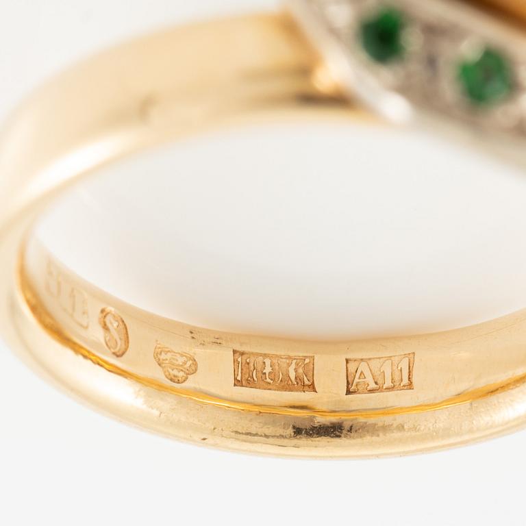 Jan-Christer Lundqvist, ring, 18K gold with yellow zoisite and green stones, Skövde 1999.