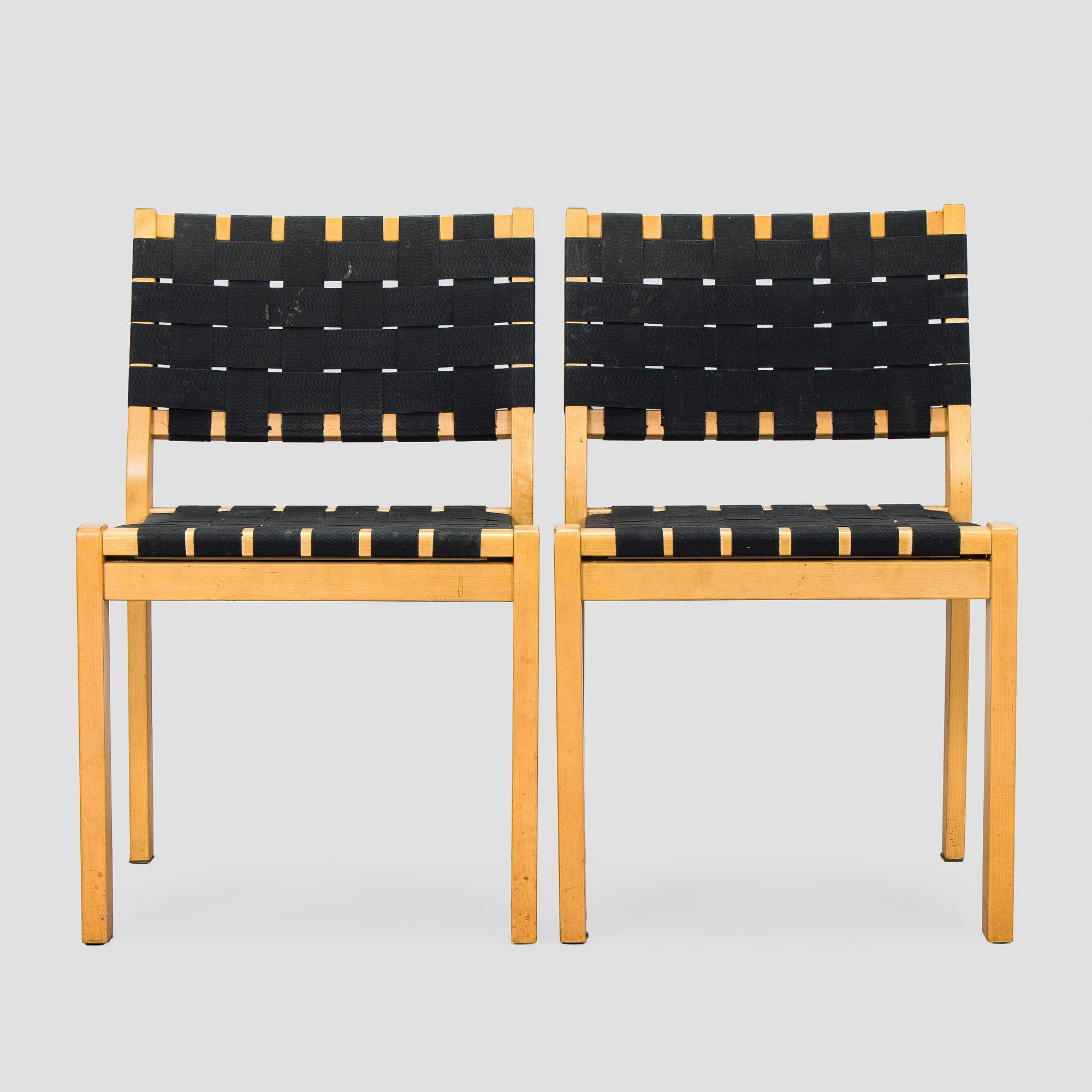 Alvar Aalto, tuolia, 6 kpl, malli 611, 1900-luvun loppu.