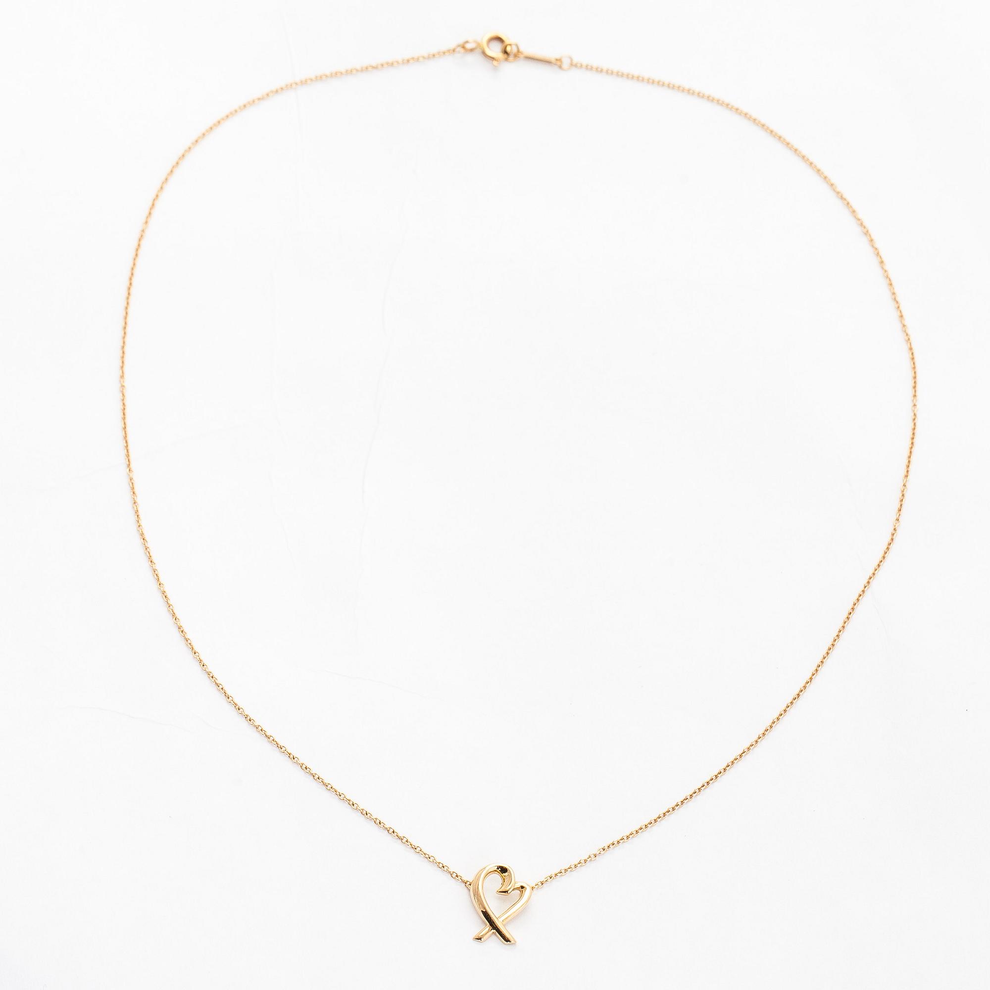 Tiffany & Co, Paloma Picasso, an 18K gold 'Loving Heart' necklace.