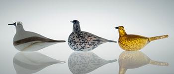 OIVA TOIKKA, BIRDS, 3 pcs, signed O. Toikka Nuutajärvi.