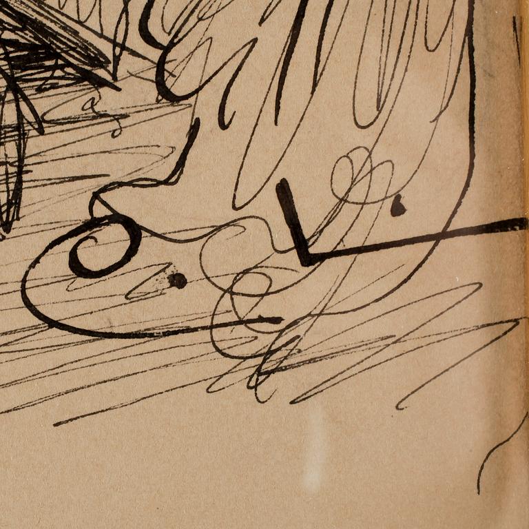 CARL LARSSON. Tuschteckning. Sign C.L. Troligen utförd 1891.