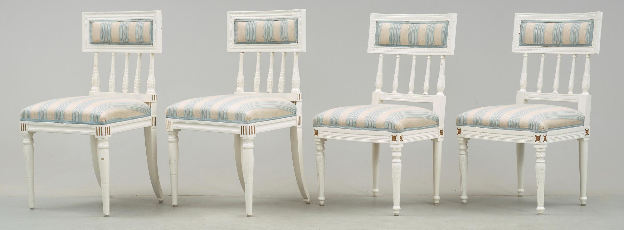 STOLAR, 4 stolar, sengustavianska / empire, 1800-tal.
