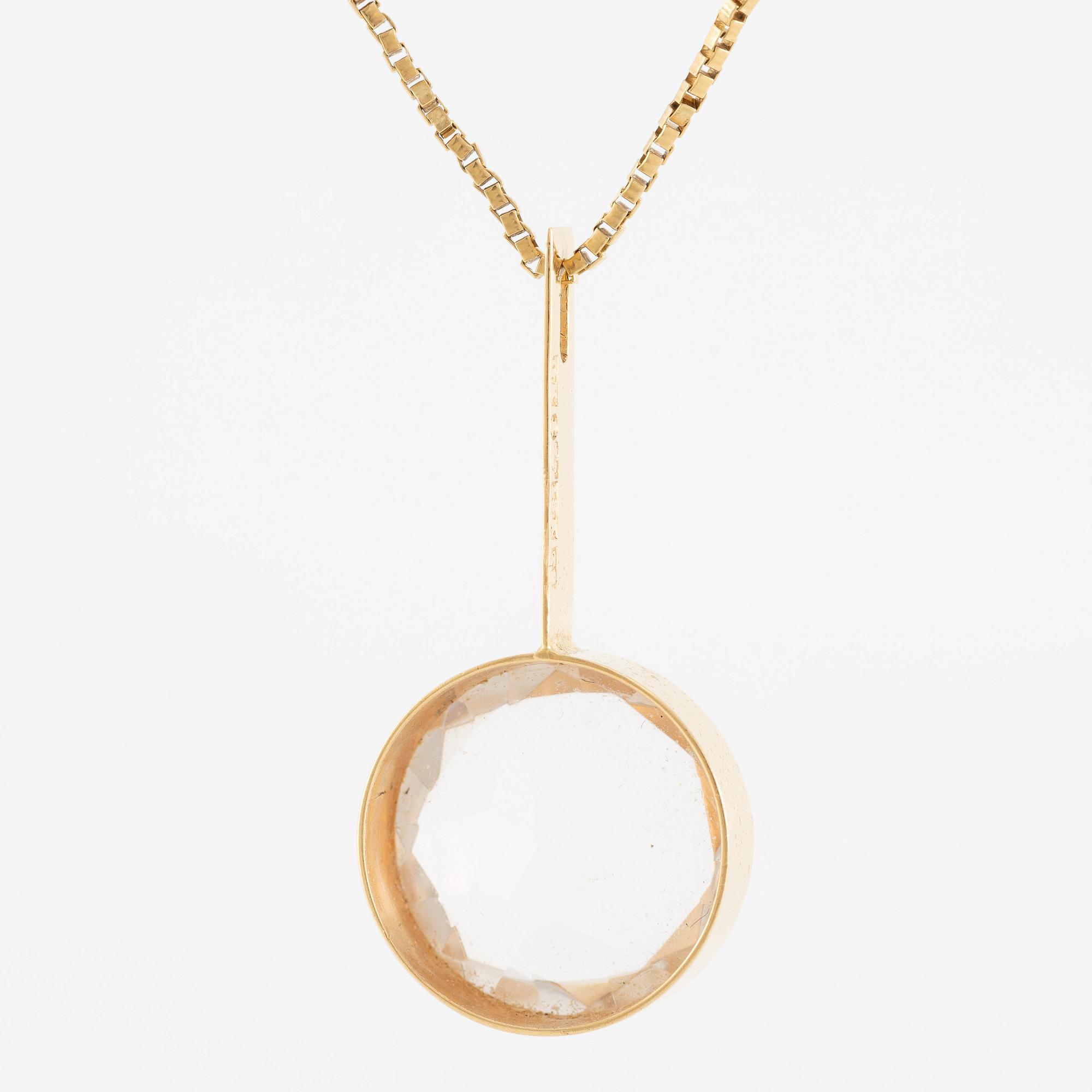 Pendant, 18K gold with rock crystal, chain Balestra 18K gold.