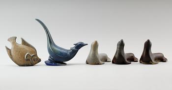 FIGURER, 5 delar, stengods, Gunnar Nylund, Rörstrand.