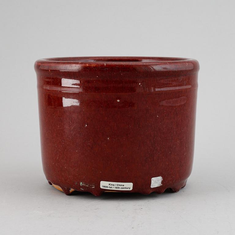 A sang de boef glazed censer/flower pot, China, early 20th Century.