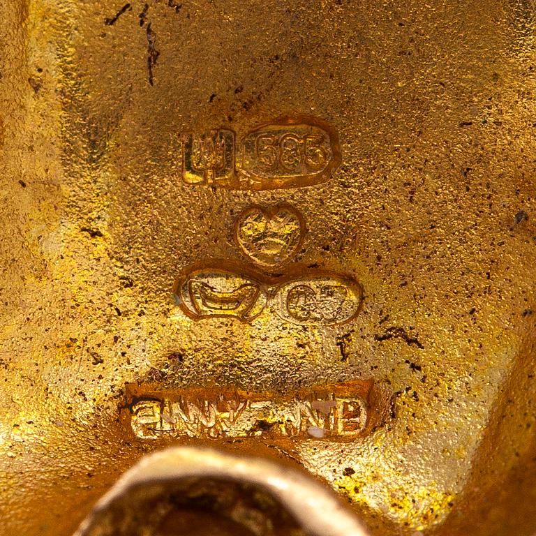 Björn Weckström, brosch, "Aquarius", 14K guld, akvamarin, Lapponia 1969.