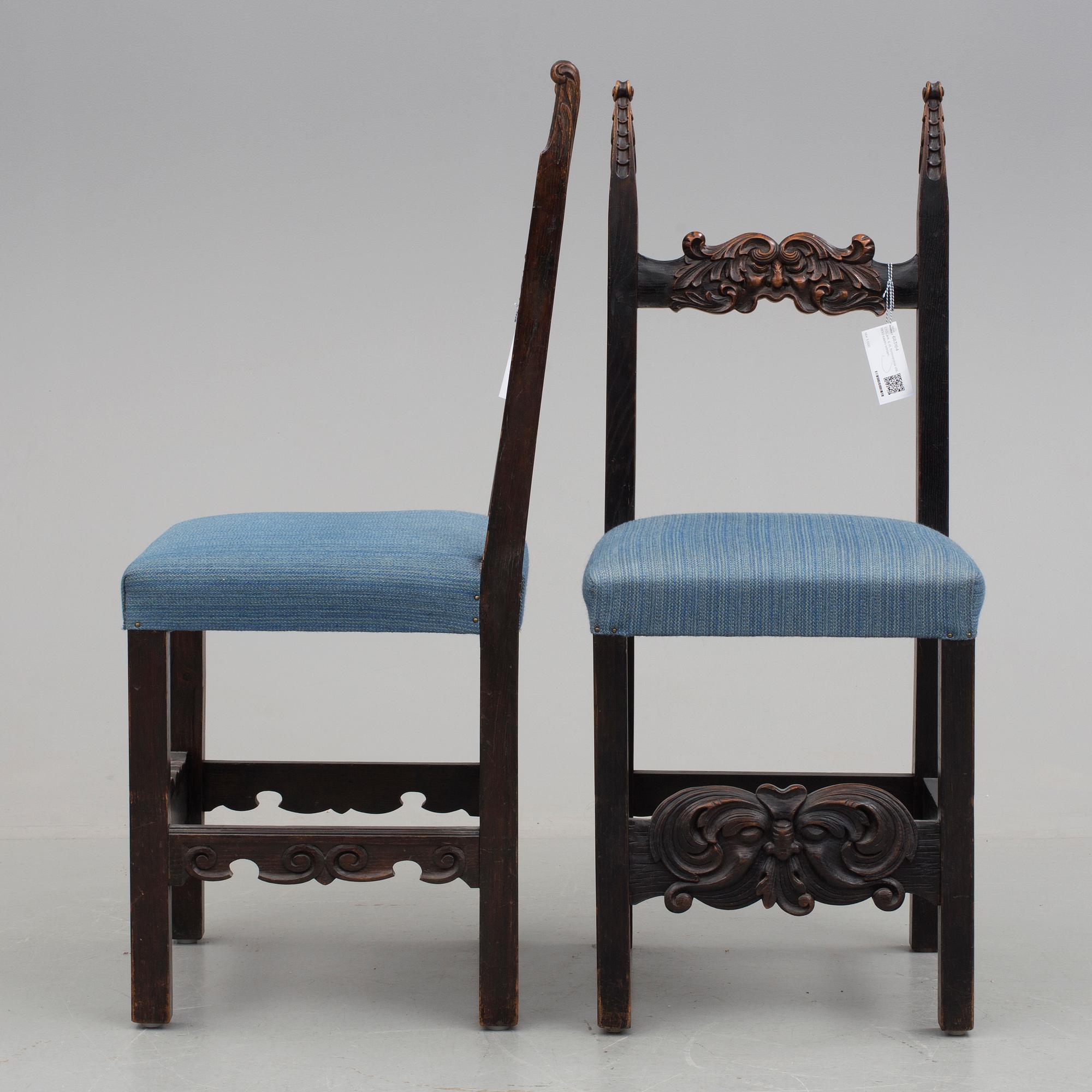 STOLAR, 6 st, fornnordisk stil, 1900-talets början.