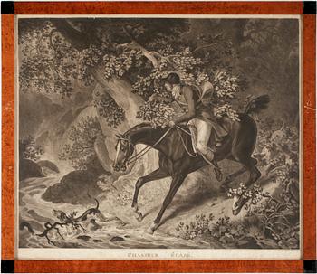 PHILIBERT LOUISE DEBUCOURT, 2 st, Mezzotint,  efter målning av Vernet, 1700/1800-tal.