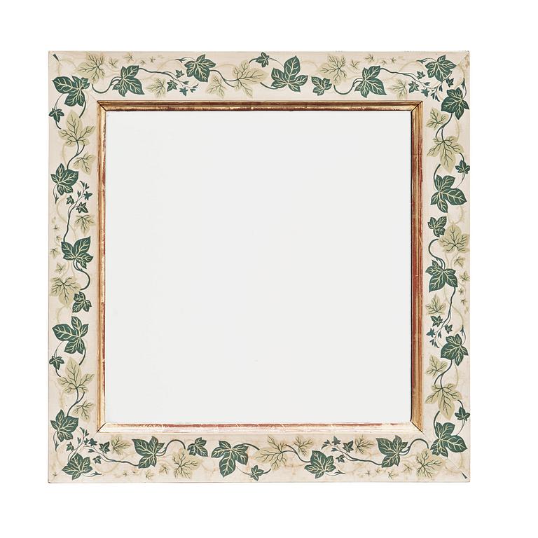 A mirror attributed to Estrid Ericson, Svenskt Tenn, the frame covered in fabric.
