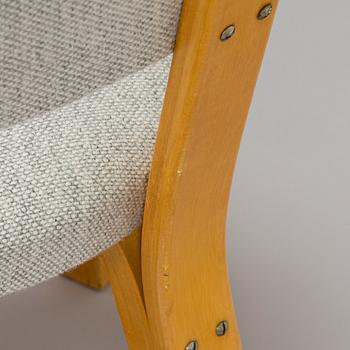 Alvar Aalto, stolar, 6 st, modell 63, O.Y. Huonekalu- ja Rakennustyötehdas A.B. 1900-talets mitt.