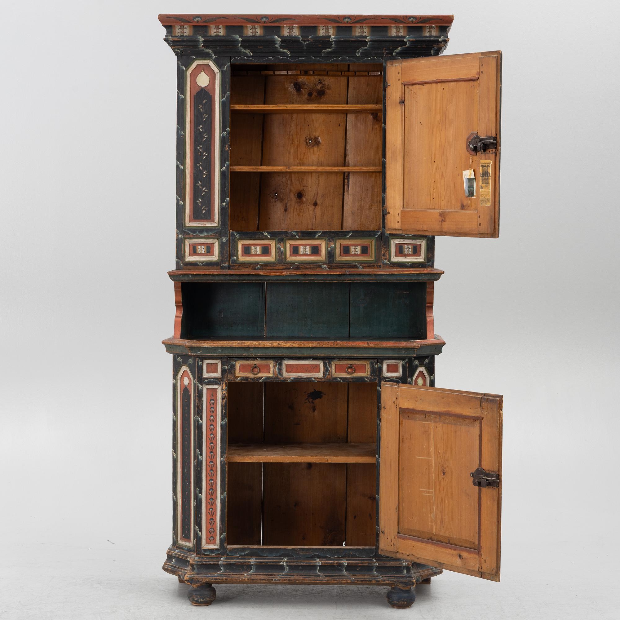 Skänkskåp, allmoge, Järvsö, Hälsingland, märkt 1817.