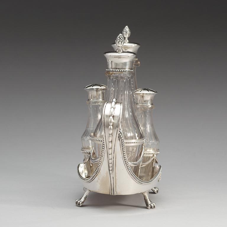 A Swedish 18th century silver cruet-set, makers mark of Stephan Westerstråhle, Stockholm 1791.