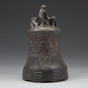 A bronze temple bell, Ming dynasty (1368-1644).