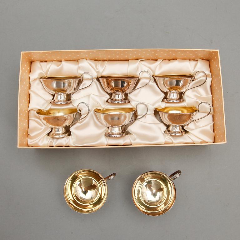 PUNCHKOPPAR, 8 st, silver, majoriteten från GAB, Stockholm 1961 - 63. Total vikt ca 325 g.