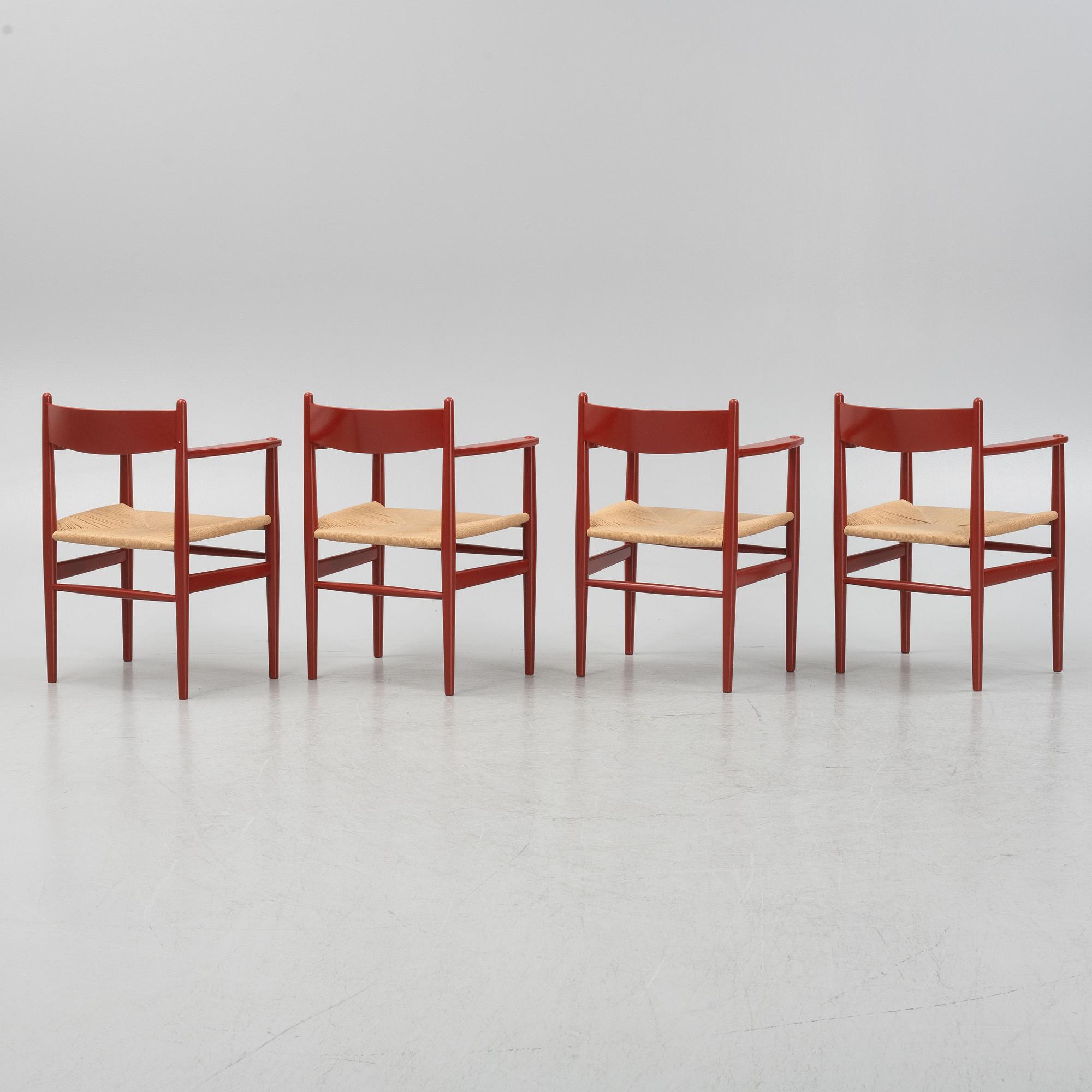 A set of  four "CH37" armchairs by Hans J Wegner for Carl Hansen & Søn, Denmark.