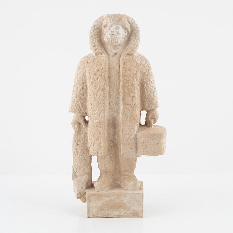 Emil Näsvall, skulptur, signerad och daterad. Bemålad gips.