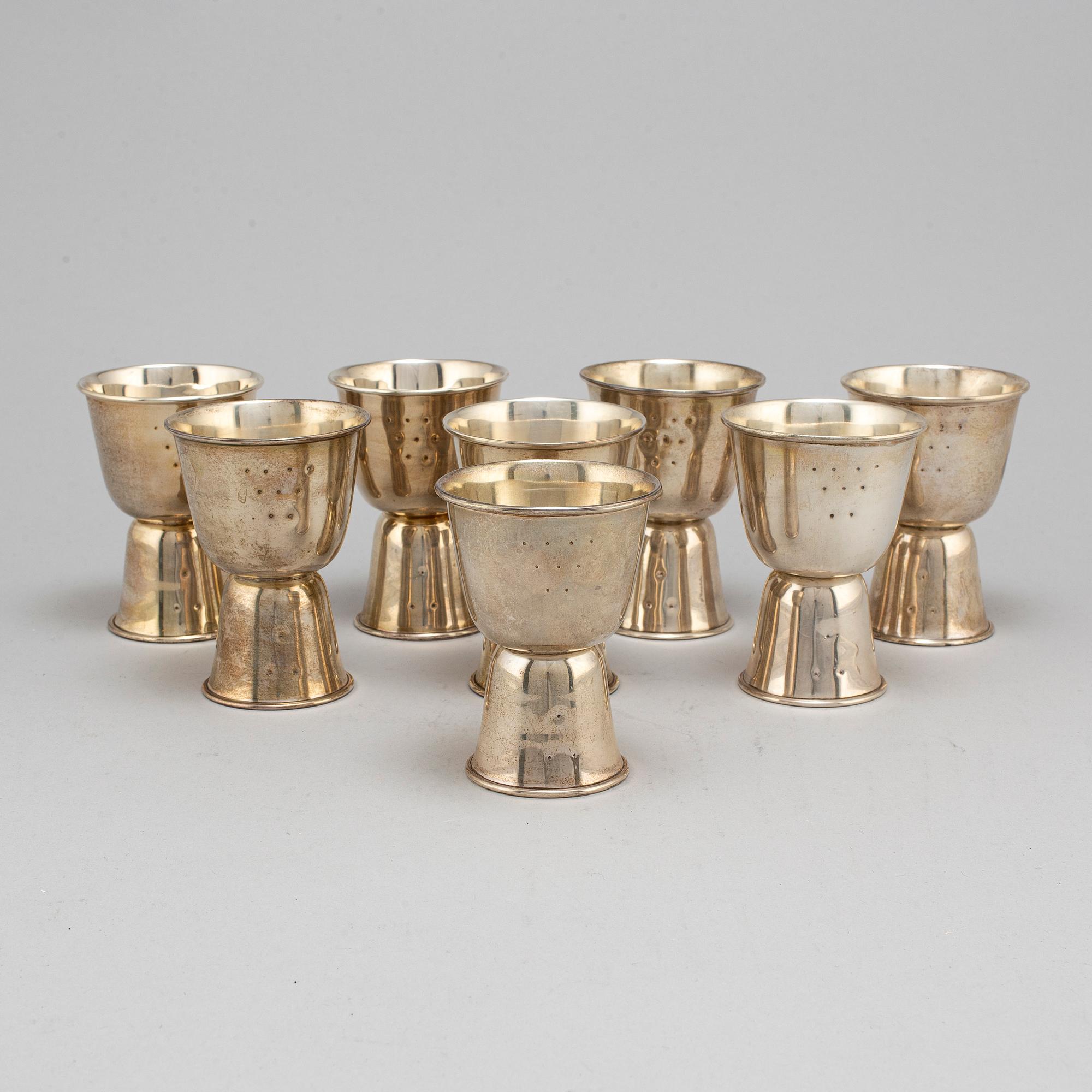 CODAN, bägare, 8 st, sterlingsilver. Mexiko, 1900-talets mitt.