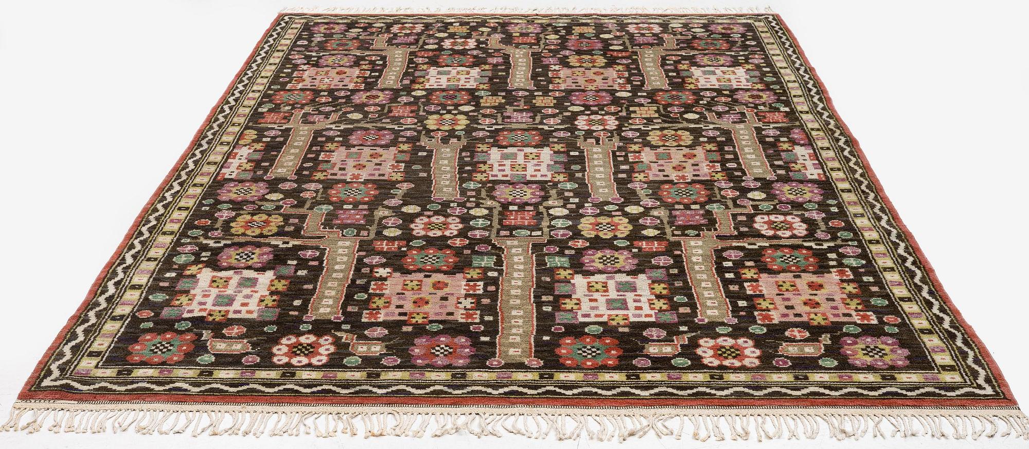 Märta Måås-Fjetterström, a carpet, "Svarta trädgårdsmattan", knotted pile, ca 356 x 219-220,5 cm, signed AB MMF.