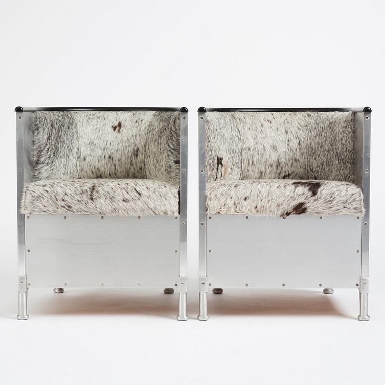 Mats Theselius, a pair of "Aluminiumfåtölj" armchairs, Källemo, Värnamo.