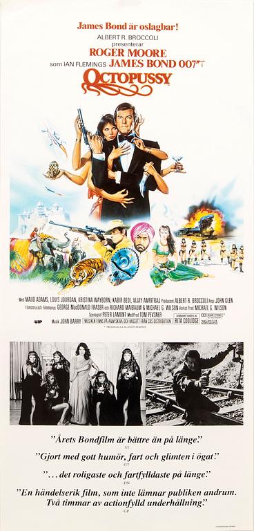Film poster James Bond "Octopussy" Uddeholm offset 1983.