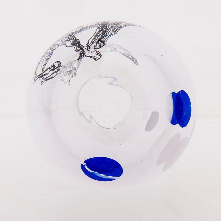 ELLA VARVIO, a glass vase/ sculpture, signed Ella Varvio 2017.
