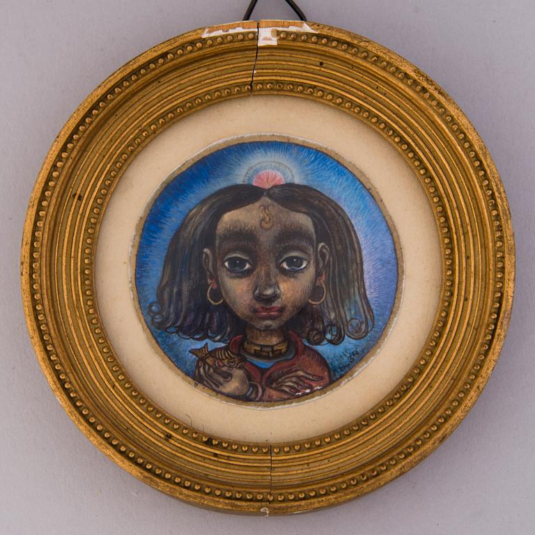ILONA HARIMA, A miniature gouache painting, signed and dated -34.