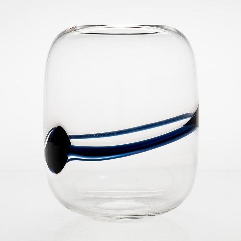 Timo Sarpaneva, maljakko, "Blues", signeerattu 10/1986, Iittala. Suomi.
