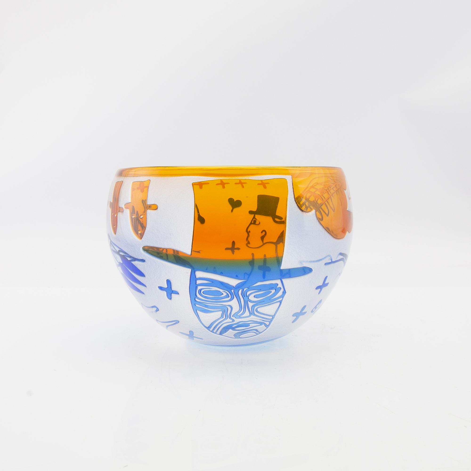 Bertil Vallien, skål, unik, signerad Boda-Åfors numrerad 2254.