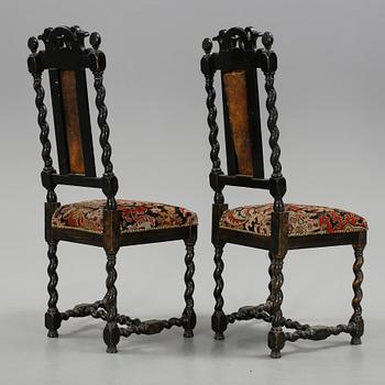 STOLAR, 8 stycken, barockstil, 1800-talets slut.