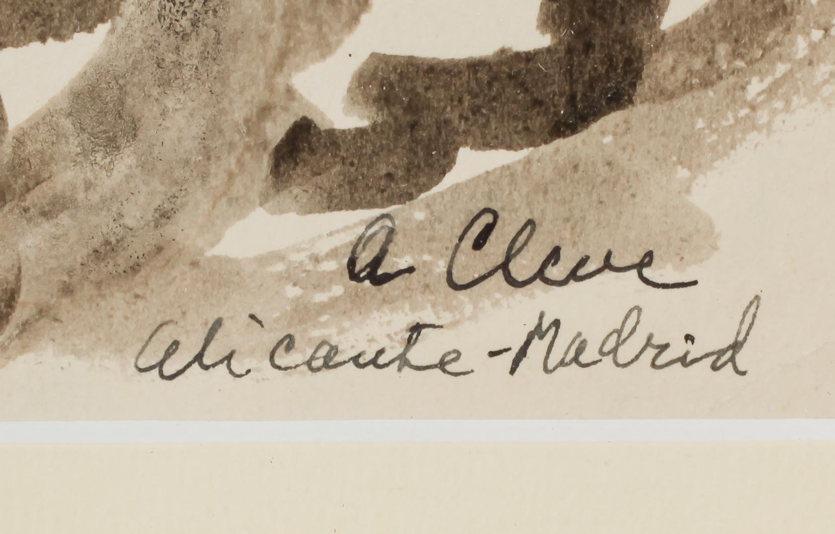 AGNES CLEVE, akvarell, signerad, Alicante-Madrid.