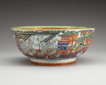 A massive Chinese Export 'Hong' punch bowl, Qing dynasty, Qianlong (1736-95).