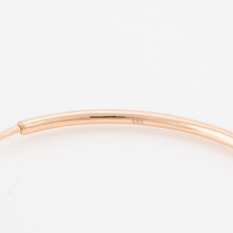 Örhängen, kreoler, 14K roséguld med briljantslipade diamanter.