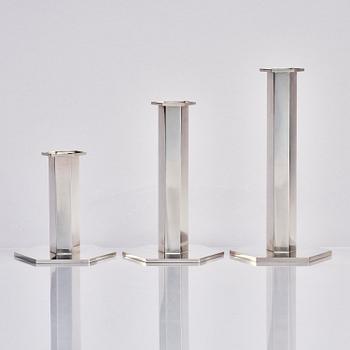 Wiwen Nilsson, ljusstakar, 3 stycken, sterling silver, Lund 1973-1974.