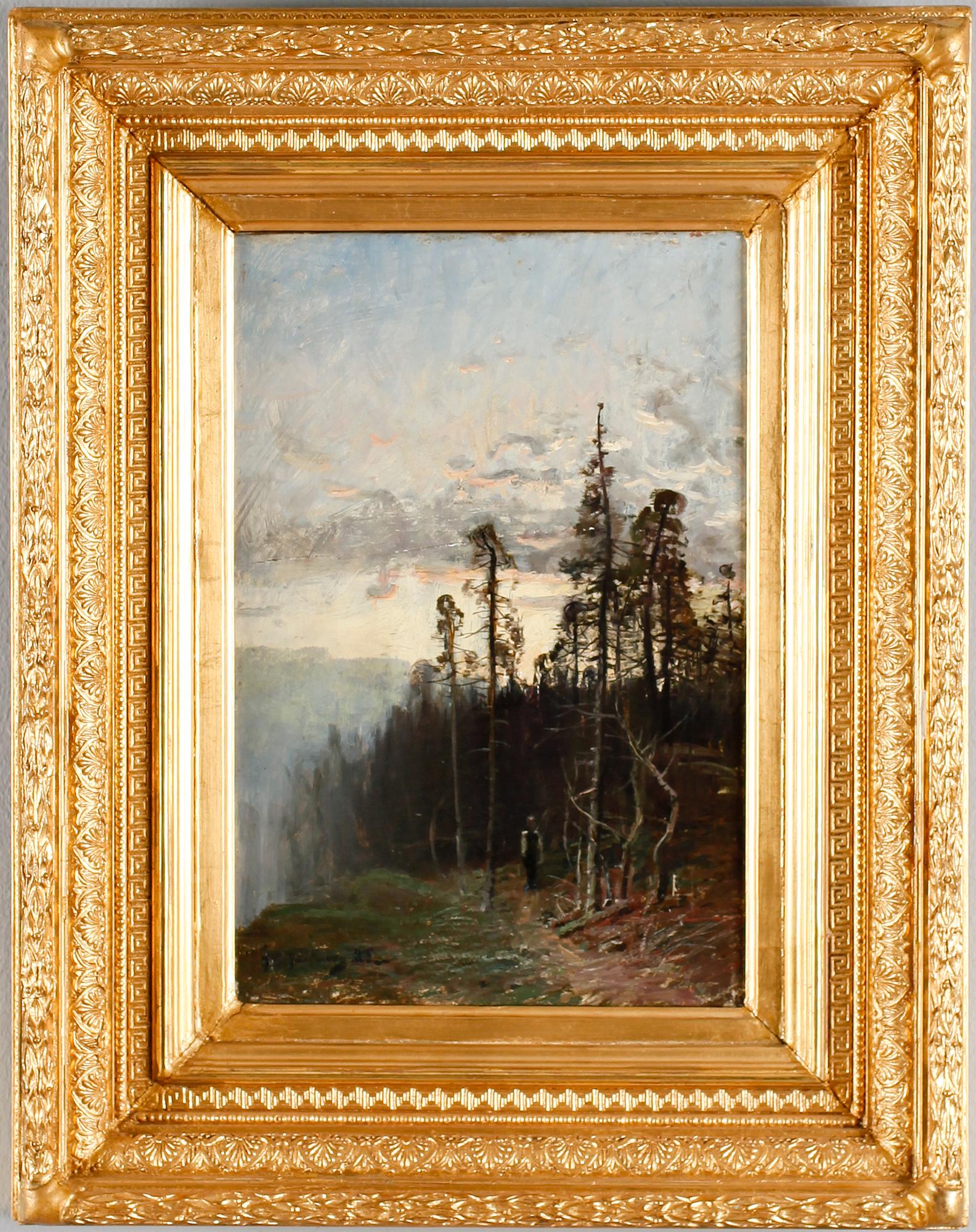 OKÄND KONSTNÄR, olja på pannå, otydligt signerad, sekelskiftet 1900.