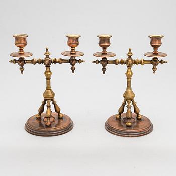 A pair of Imperial Russian brass candelabra, 1870s-1880s.