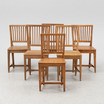 A group of six Swedish folk art chairs, first half of the 19th Century.