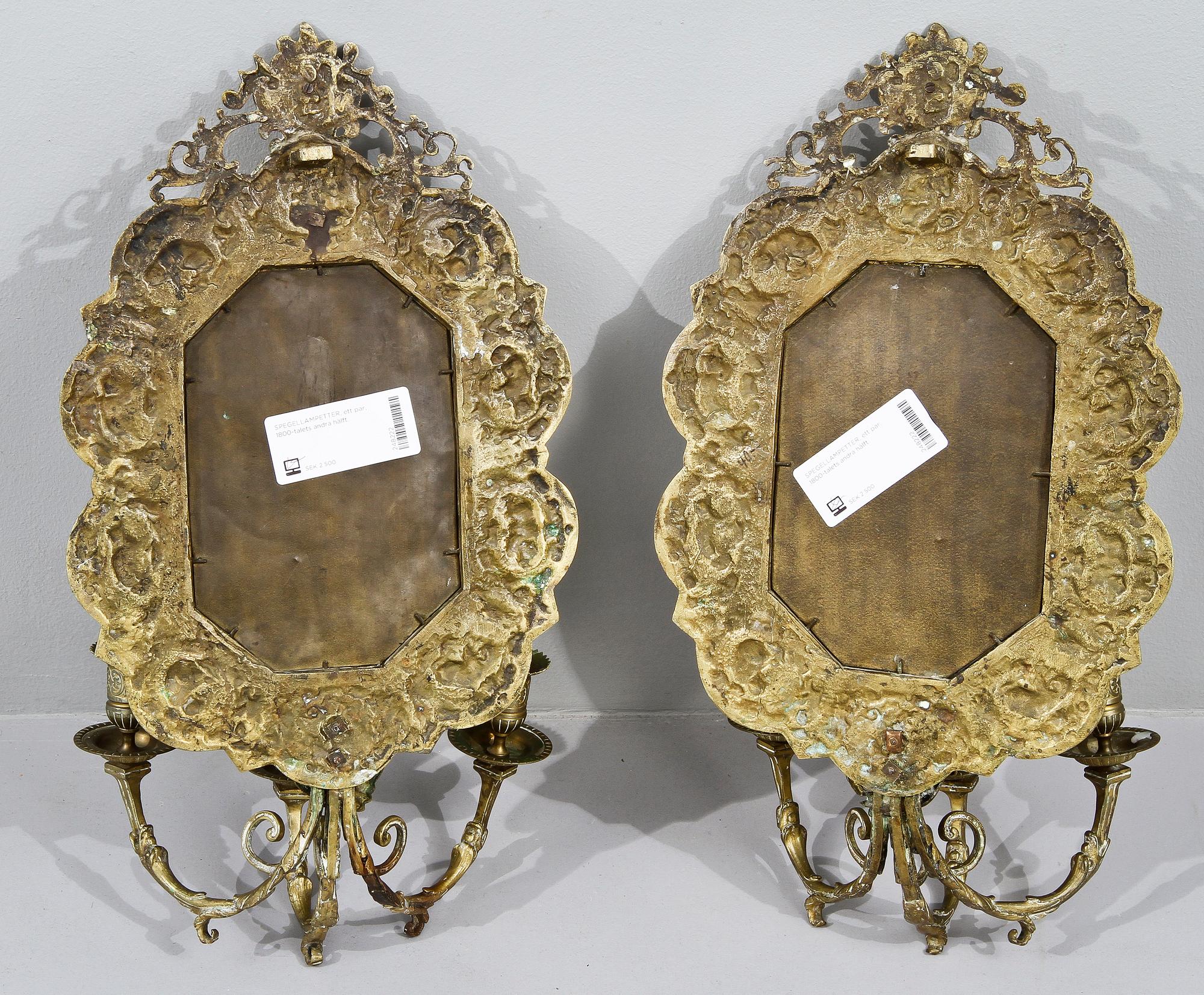 SPEGELLAMPETTER, ett par, 1800-talets andra hälft.