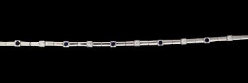 A BRACELET, brilliant cut diamonds, sapphires, 18K white gold.