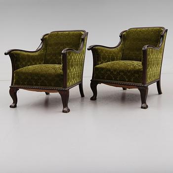 FÅTÖLJER, 1 par, 1900-talets första hälft.