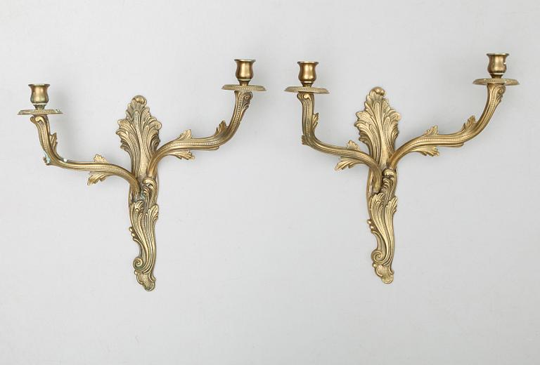 APPLIQUER, 1 par, mässing, rokokostil, 1900-tal.