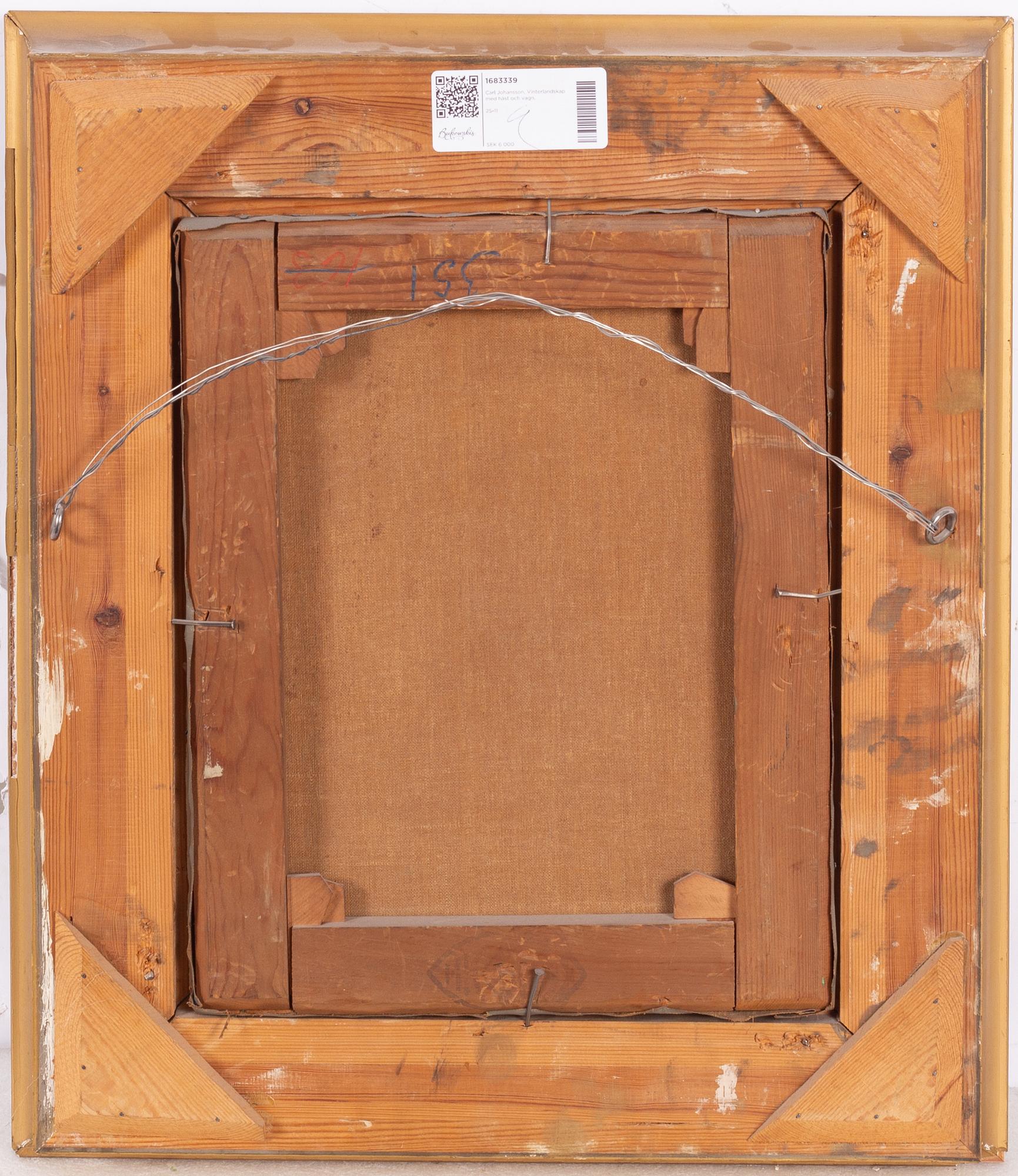 Carl Johansson, Winter landscape with horse and carriage.